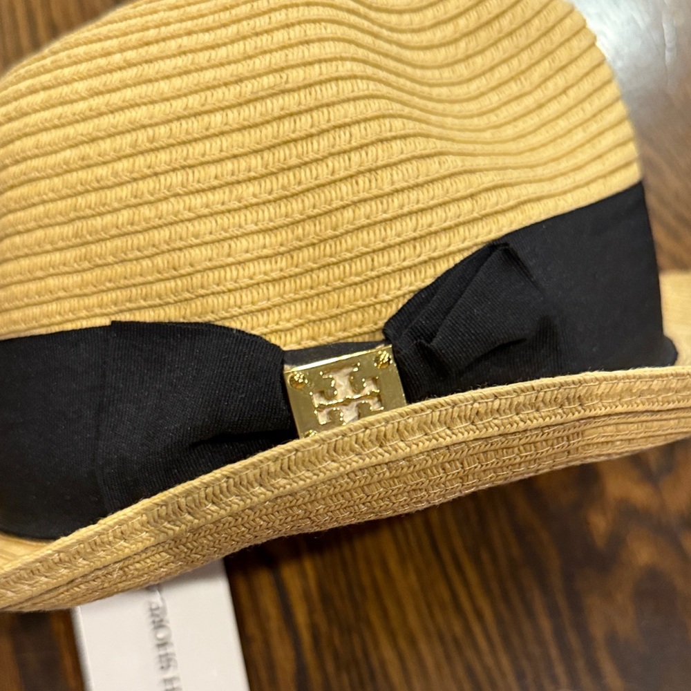 Tory Burch Tan Fedora Hat with Black Grosgrain Trim - Picture 4 of 5